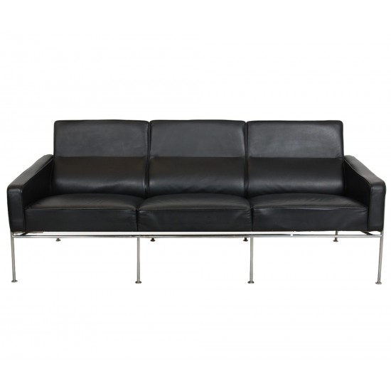 K b brugt Arne Jacobsen 3 personers 3303 sofa i sort l der